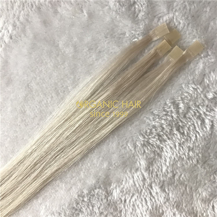 Human keratin flat tip hair extensions white ash #60A color X106 